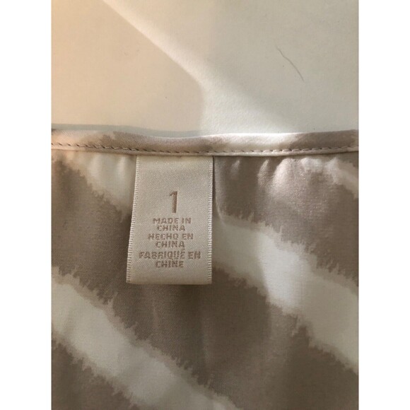 Chico's Size 1/M Ivory/Tan Sleeveless Tank Scoop Neck 100% Polyester - Picture 3 of 5